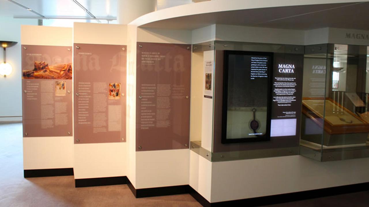 Photo of displays in Magna Carta exhibition